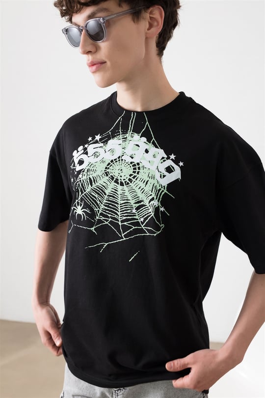 Trendiz Unisex 555 Spider Siyah Tshirt - Trendiz