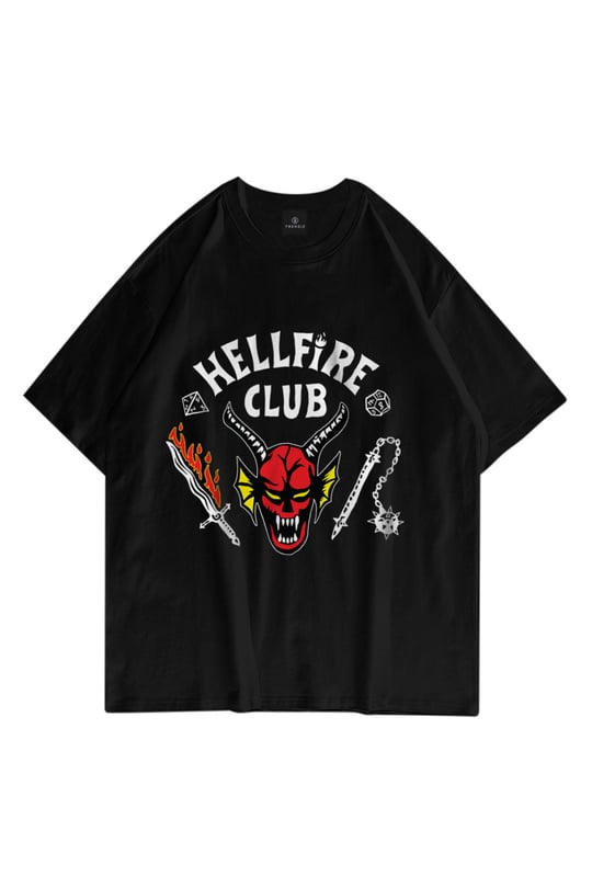 Trendiz Unisex Hell Fire Club Tshirt Beyaz Trendiz