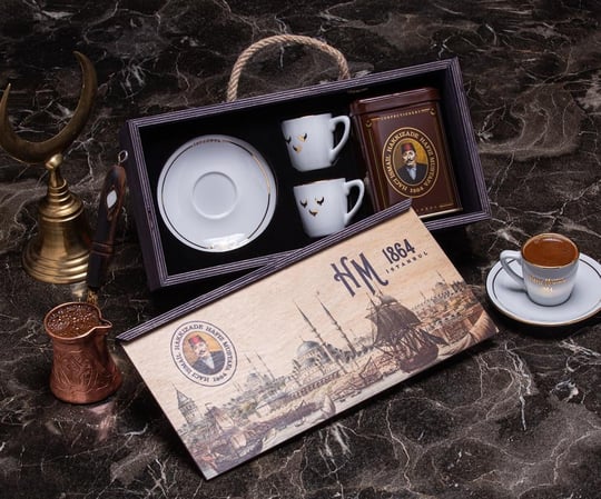 Porcelain Turkish Coffee Set (Marble Wooden Box)