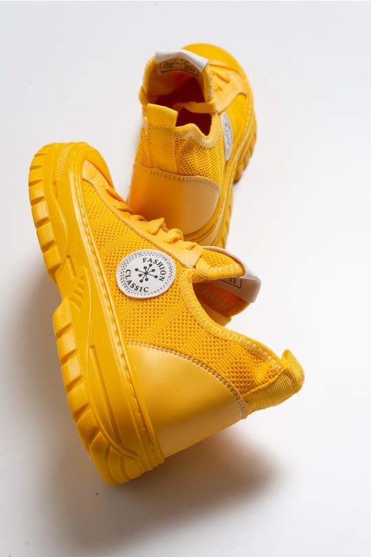 100 Sarı Kadın Sneaker Spor Ayakkabı