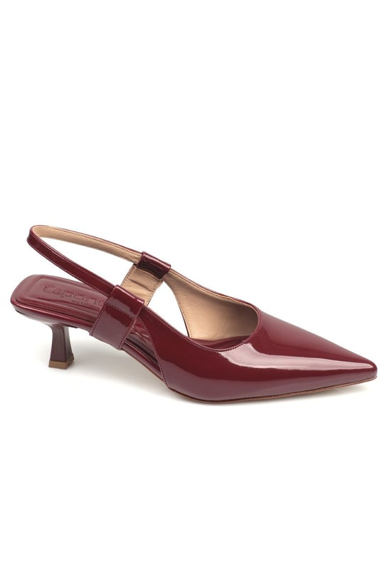 Burgundy low shop heel pumps