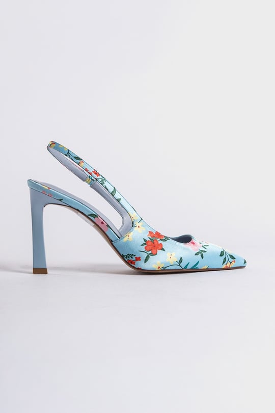 Blue patterned heels sales