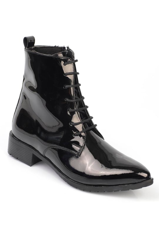 Black pointed lace up boots cheap
