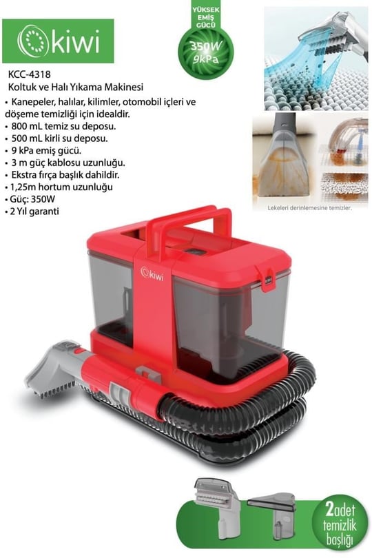 Kiwi KCC-4318 Koltuk ve Halı Yıkama Makinesi Siyah
