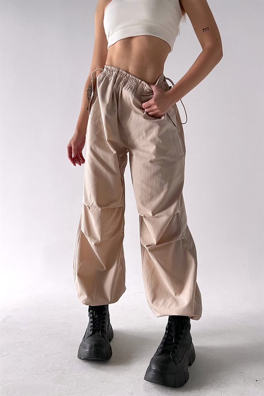 High Waist Parachute Pants Baby Blue 