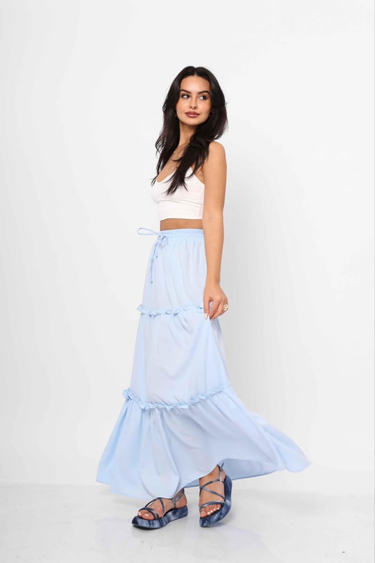 Wholesale Layered Skirt Light Blue