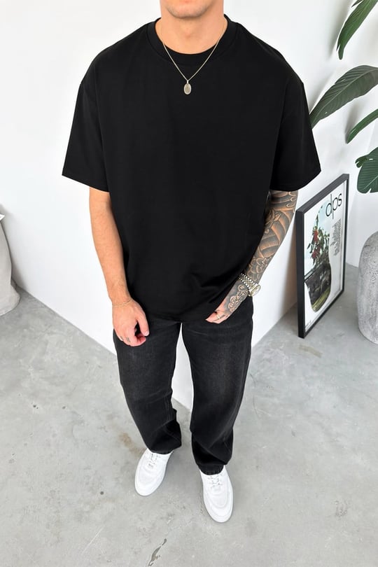 Siyah Basic Premium Oversize Tişört