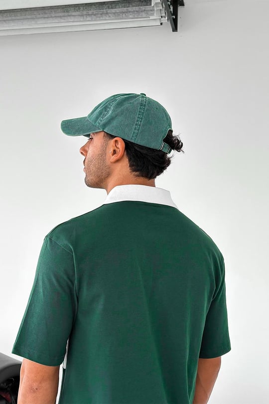 Yeşil Yale University PM Oversize Polo Yaka Tişört