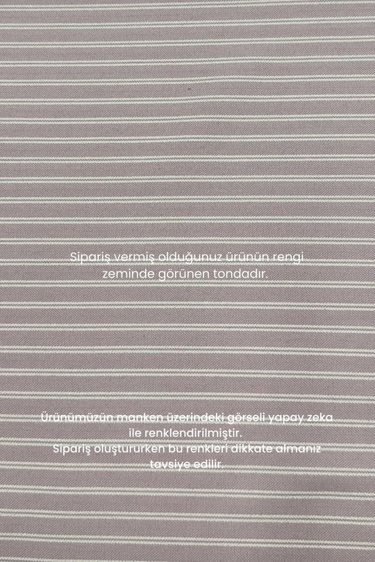 Adesya Kontrast Renkli Biyeli Çizgili Gömlek PEMBE