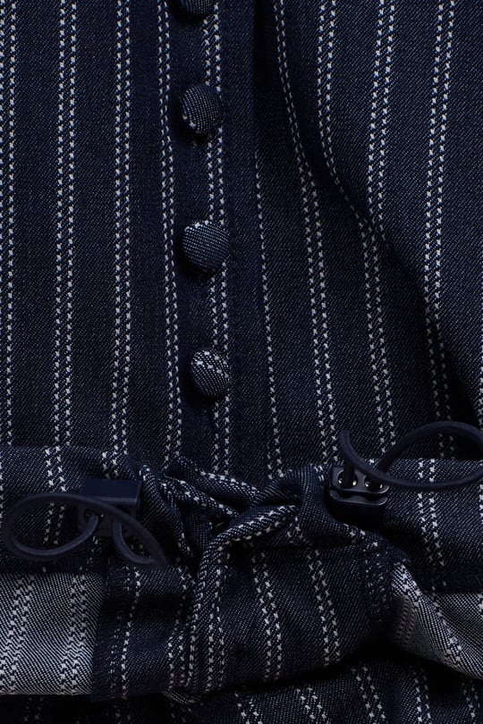 Coco Düğmeli Fleto Cepli Çizgili Denim Bomber LACİVERT