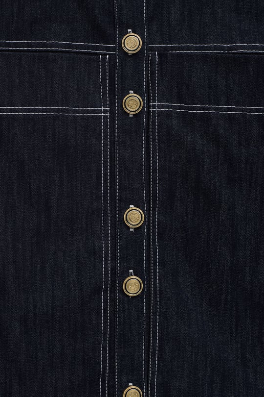 Luv Düğmeli Kontrast Dikişli Denim Ceket LACİVERT