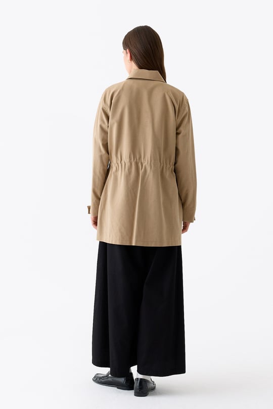 Rita Cep Detaylı Beli Büzgülü Pamuklu Parka CAMEL
