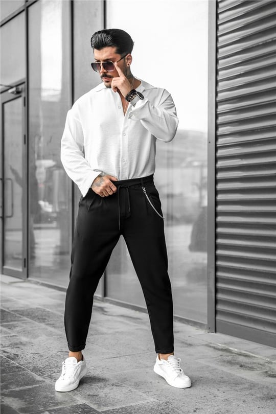 Bel Bağlamalı Zincir Detaylı Pantolon- Out Fit Man