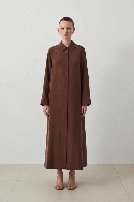 brown gloria dress WASHED SILK SHIRT colour: red-one-shoulder-knot-skirt-midi-dress Men - Light Blue/Checked Color:Light orange Back train