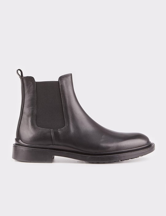 Men Black Genuine Leather Chelsea Boots