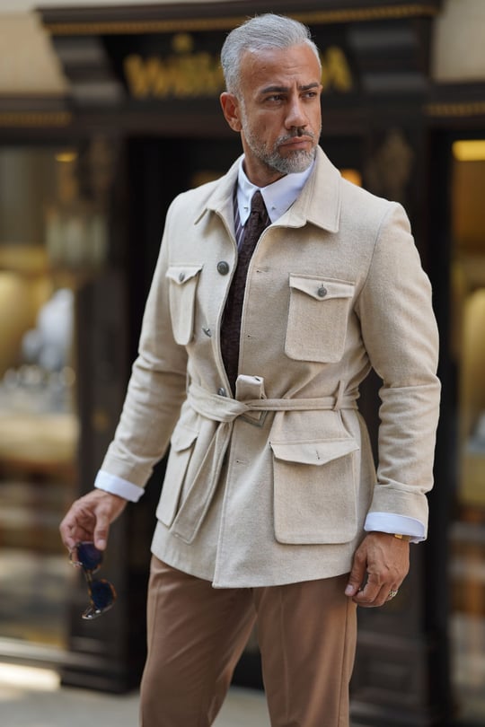 KAJA WIDE SAFARI JACKET 2 ベージュ　ovy KAJA WIDE SAFARI JACKET | KAJA