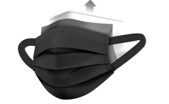 Bflex Siyah Meltblown Filtreli Geniş lastikli 3 Katlı Cerrahi Maske