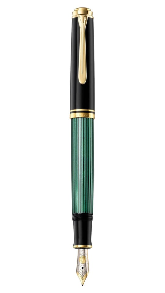 筆記具 PELIKAN Souveran M300 Green-Stripe FP Pelikan Souveran Serisi M1000 Black/Green Fountain Pen