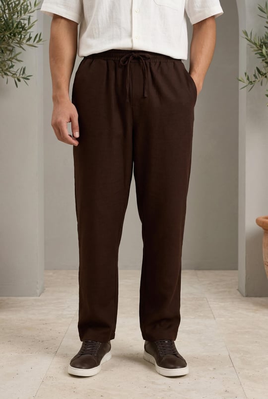 Prawer Baggy Kalıp Odessa Kumaş Jogger Erkek Pantolon- Kahve