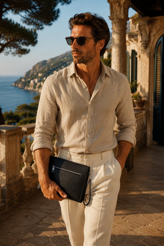 Prestige Çift Fermuarlı Erkek Clutch El Çantası - Siyah