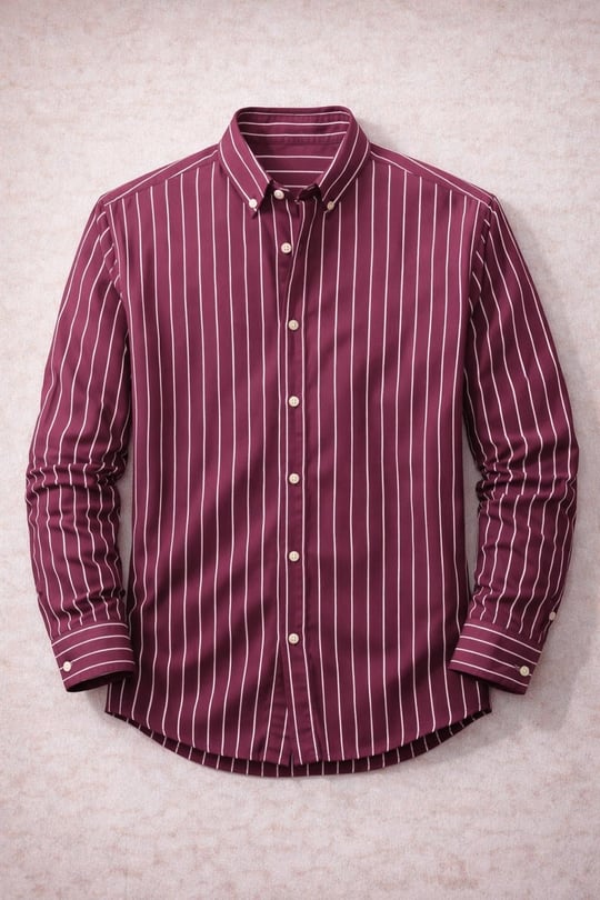 Chad Modal Kumaş Çizgili Yazlık Relaxed Fit Erkek Gömlek - Kırmızı