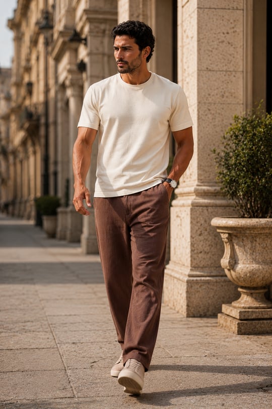 Sorrentino Relax Fit %100 Pamuk Flamlı Kumaş Erkek Jogger Pantolon - Kahve