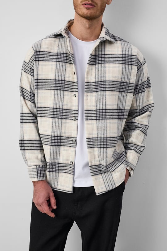 Brandon Relaxed Fit Pamuklu Geniş Çizgili Oduncu Erkek Gömlek - Açık Mavi