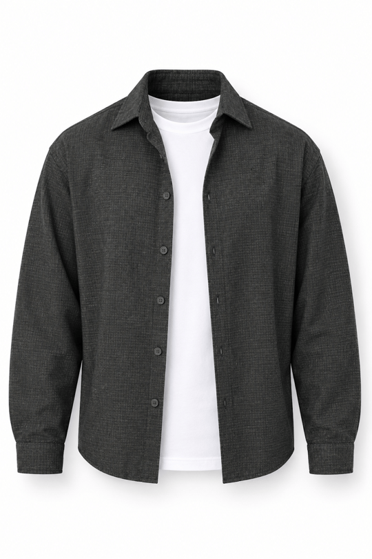 Pixel Relaxed Fit Pamuklu Mikro Çizgili Flanel Erkek Gömlek - Yeşil