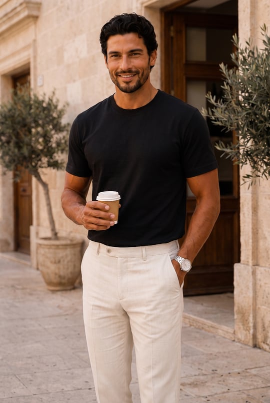 Linklater Regular Fit Basic Likralı Pamuk Erkek T-Shirt - Siyah