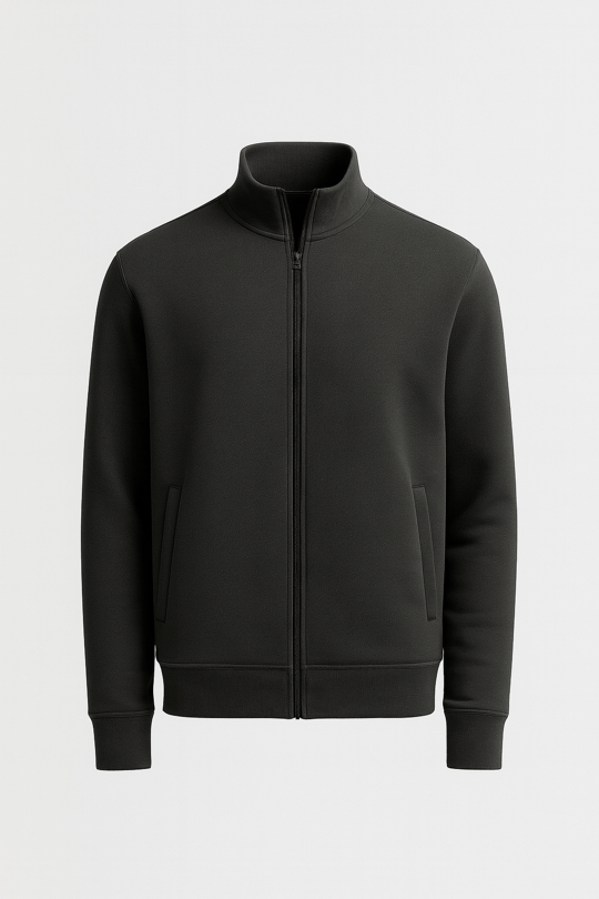 Marcel Regular Fit Fermuarlı Kıstırma Cepli Üç İp Şardonlu Erkek Sweatshirt - Avcı Yeşili