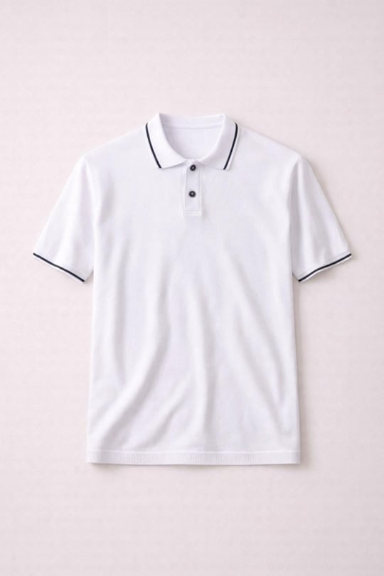 Austen Kontrast Biyeli Düğmeli Polo Yaka Kısa Kollu İnce Triko Erkek T-Shirt - Ekru