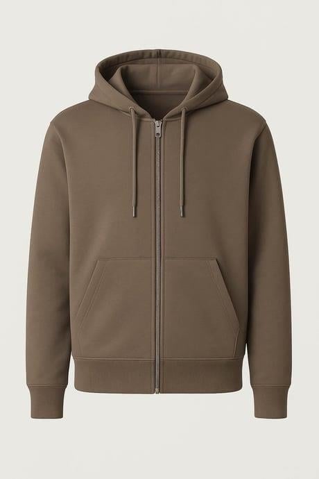 İçi Peluş Üç İplik Kumaş Oversize Fermuarlı Kapüşonlu Sweatshirt - Kapari