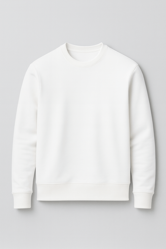 Wenders Relax Fit Basic Fırçalı Interlok Bisiklet Yaka Erkek Sweatshirt - Beyaz