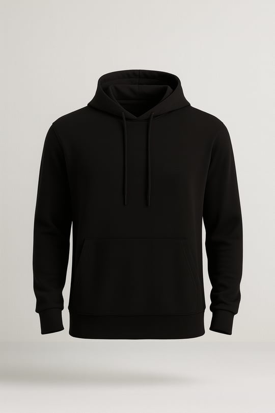 Luc Oversize Basic Dalgıç Kumaş Viskon Kapüşonlu Cepli Sweatshirt Hoodie - Siyah