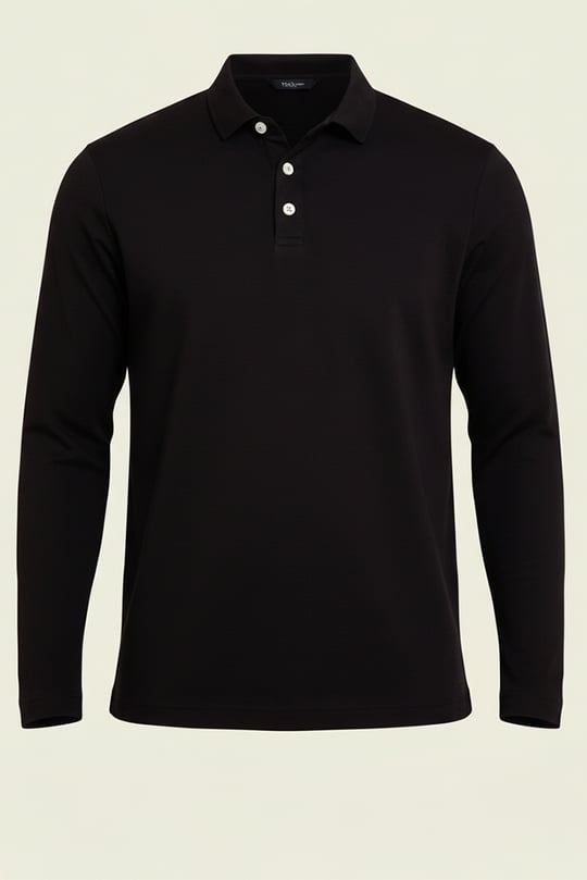 Ridley Regular Fit Doubleface Interlok Polo Yaka Erkek Sweatshirt - Siyah