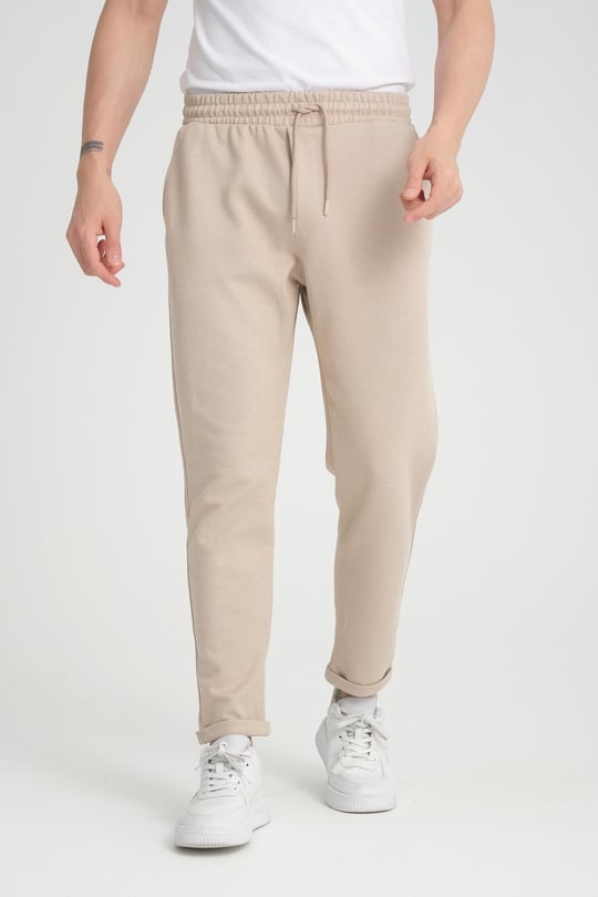 Premium Oxford Örme Duble Paça Pantolon- Bej