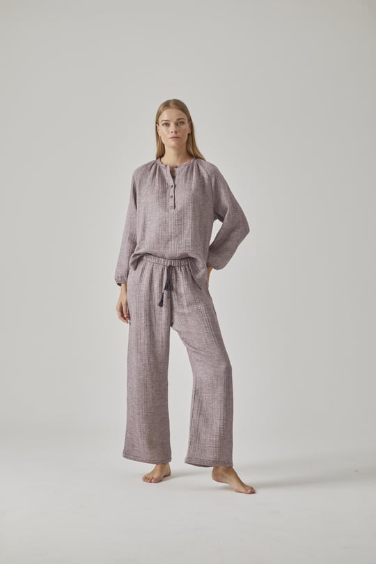 Kadın Müslin Patlı Pijama Takım - 10781 | Relax Mode