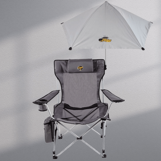 Şemsiyeli Kamp Sandalyesi - Katlanabilen - Yatabilen - 4 pozisyonlu - Gri,  Kamp Sandalyesi