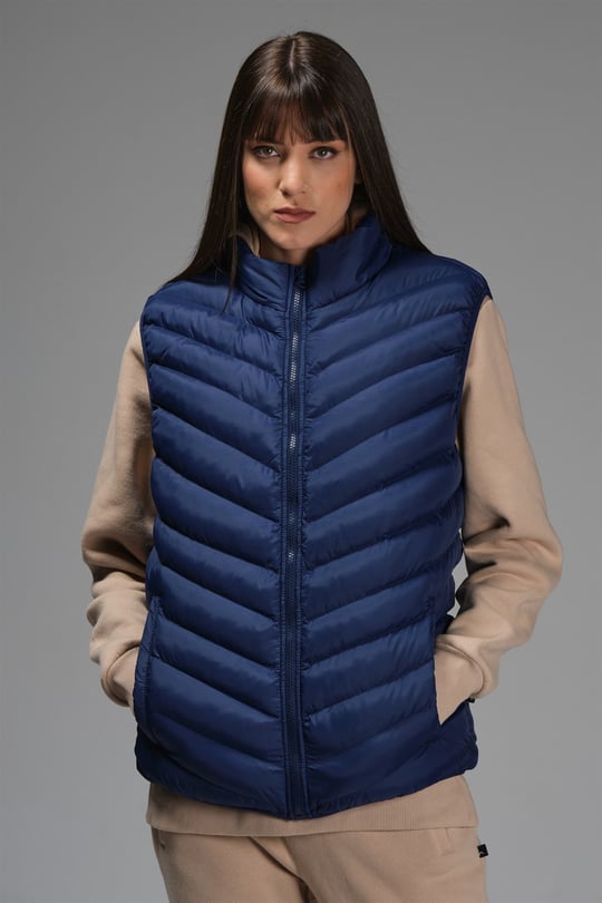 Navy blue puffer vest 2024 womens