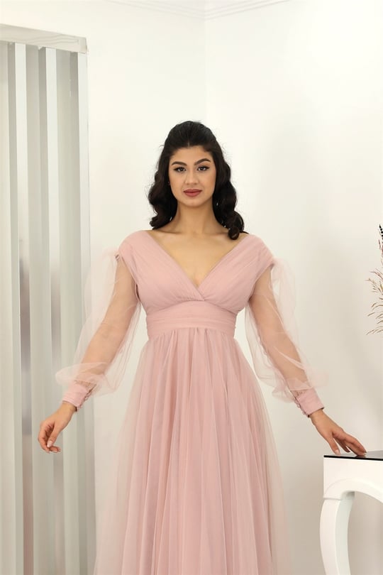 piennar modest evening dress product info and reviews PENNAR Irmak Evening Dress with Capes on the Arms- Trendyol