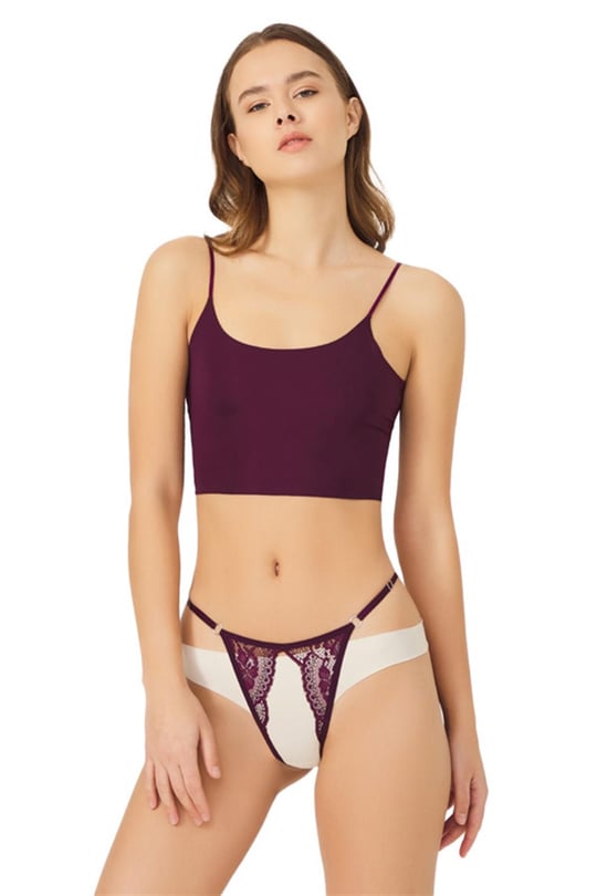 Patterned Velvet Women Thong with Adjustable Waistband CH6082 - Cottonhill  - Wholesale B2B - The SHOwP
