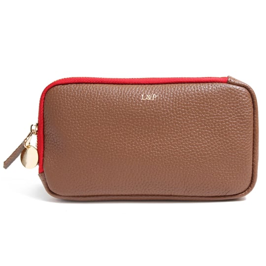 LEATHER & PAPER Büyük Deri Fermuarlı Organizer Turuncu