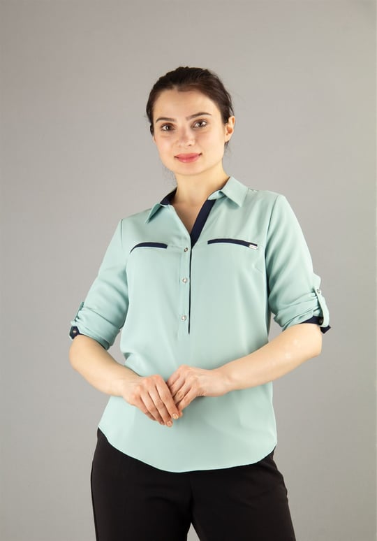 Classic Office Big Size Blouse - Mint Green - Wholesale Womens Clothing  Vendors For Boutiques