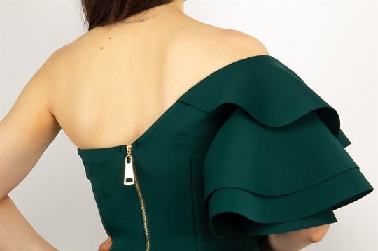 One Shoulder Ruffle Peplum Scuba Big Size Dress - Emerald Green - Wholesale  Womens Clothing Vendors For Boutiques