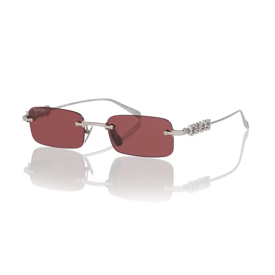 Gucci GG 1808S 004 52 Unisex Dikdörtgen Gri Metal Güneş Gözl