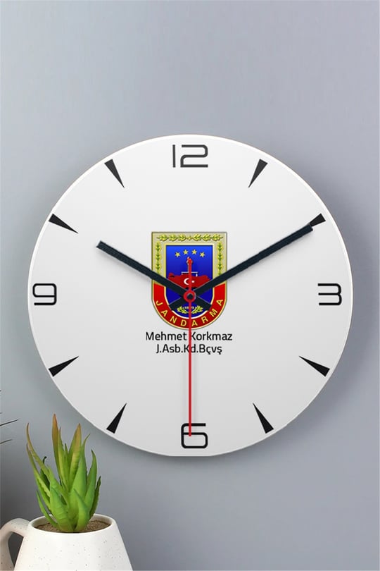 Jandarma Logolu Ahşap Duvar Saati | Hediye Dükkanı