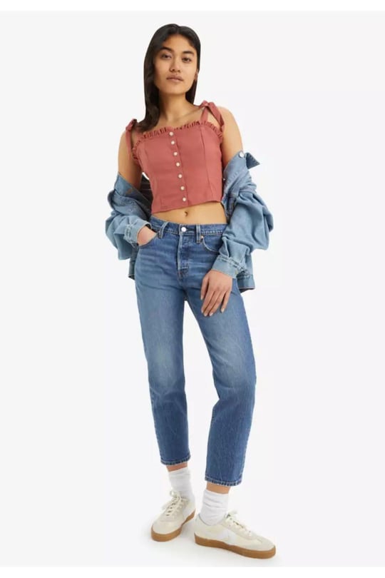 501 Kad n Pamuklu Regular Fit Cropped Jeans Kot Pantolon A7739 0015