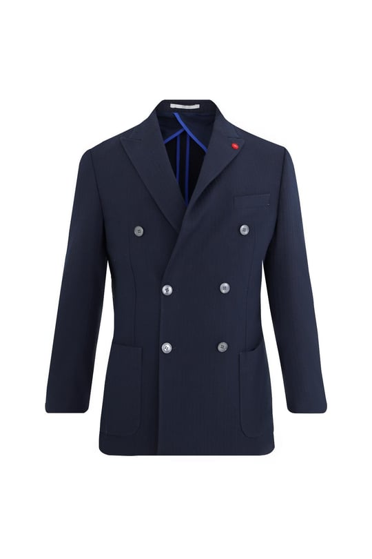 Lacivert Comfort Fit 6 Drop Kruvaze Ceket