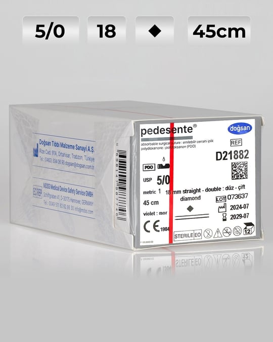 D21882 Doğsan Pedesente 5/0 18 1 Diamond 45Cm Pdo Emilebilir Sütür