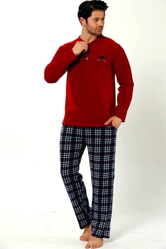 Nisanca 3 Renk Kışlık Erkek Polar Pijama Takımı - 9005-8342
